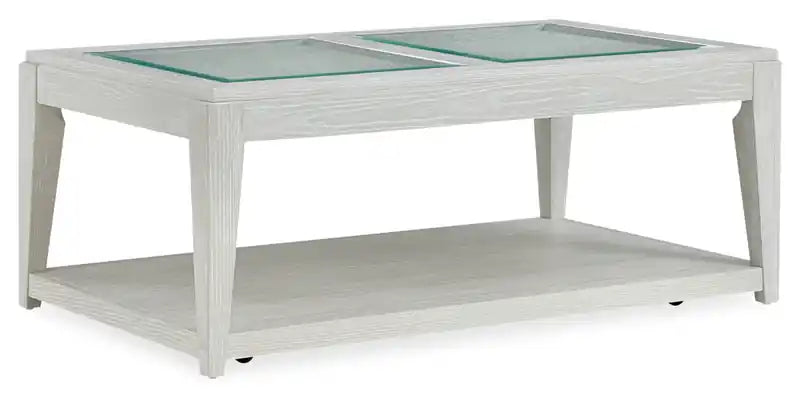 Vida 48 Solid Wood Coffee Table with Shelf and Casters - Sand