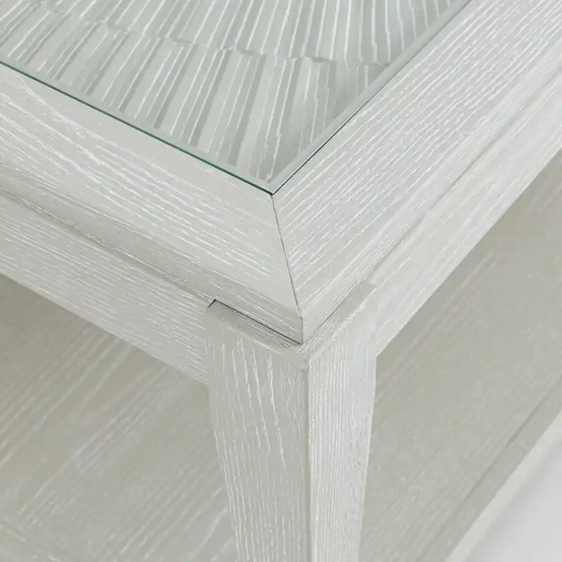 Table Basse 48 po en Bois Massif avec Étagère et Roulettes – Sable