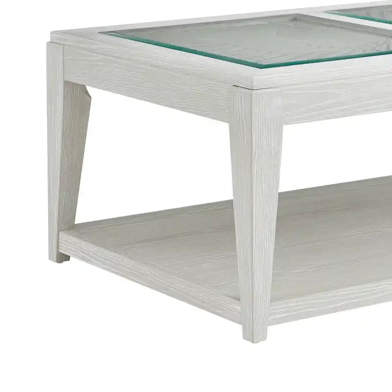 Table Basse 48 po en Bois Massif avec Étagère et Roulettes – Sable