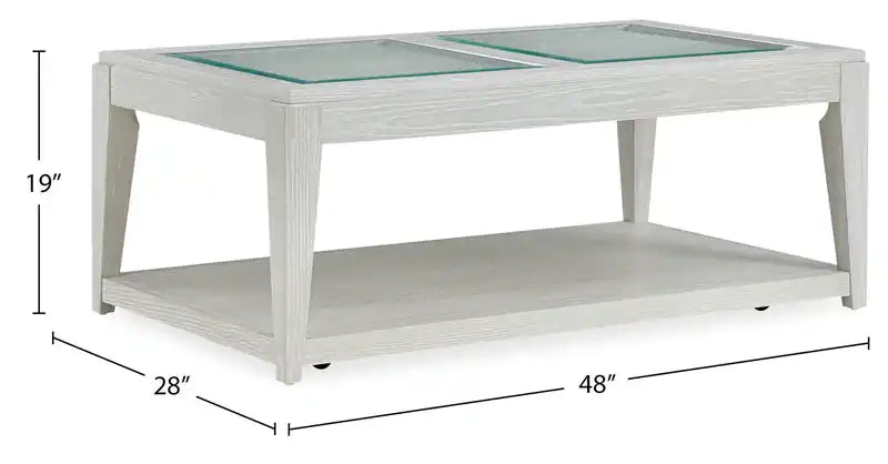 Table Basse 48 po en Bois Massif avec Étagère et Roulettes – Sable