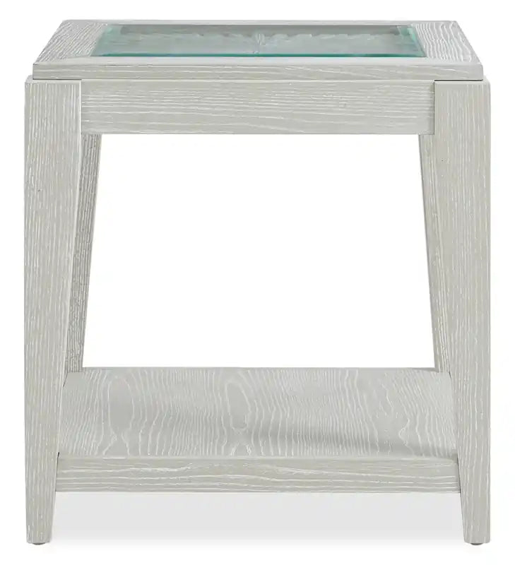 23 Table d'appoint en bois massif avec étagère - Sable
