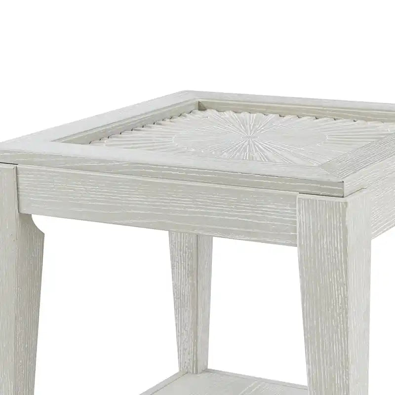 23 Table d'appoint en bois massif avec étagère - Sable