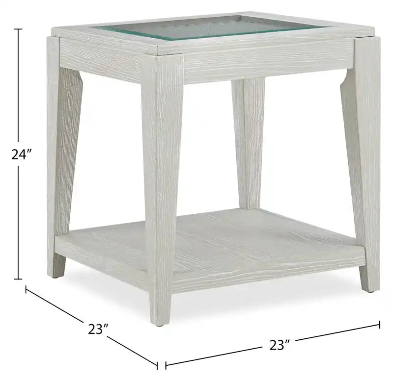 23 Table d'appoint en bois massif avec étagère - Sable