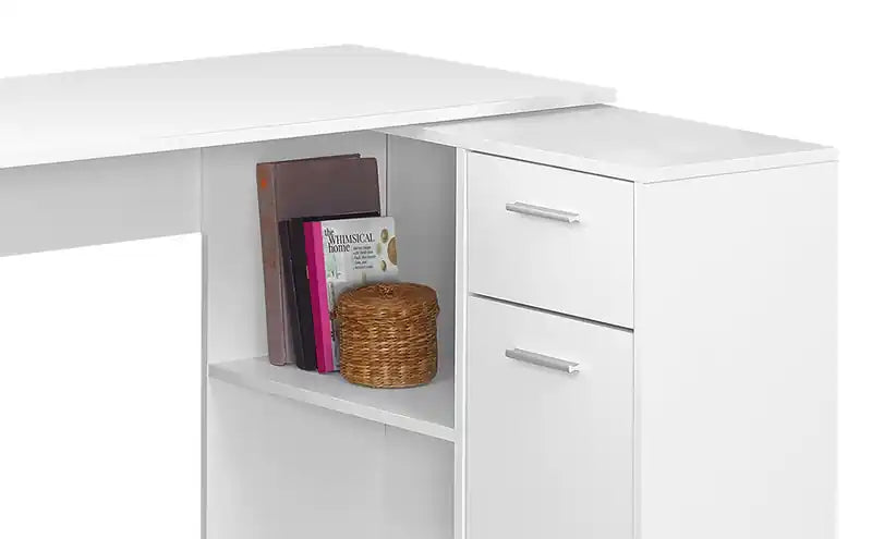 Bureau d'angle de 117 cm avec casiers, tiroir et meuble de rangement